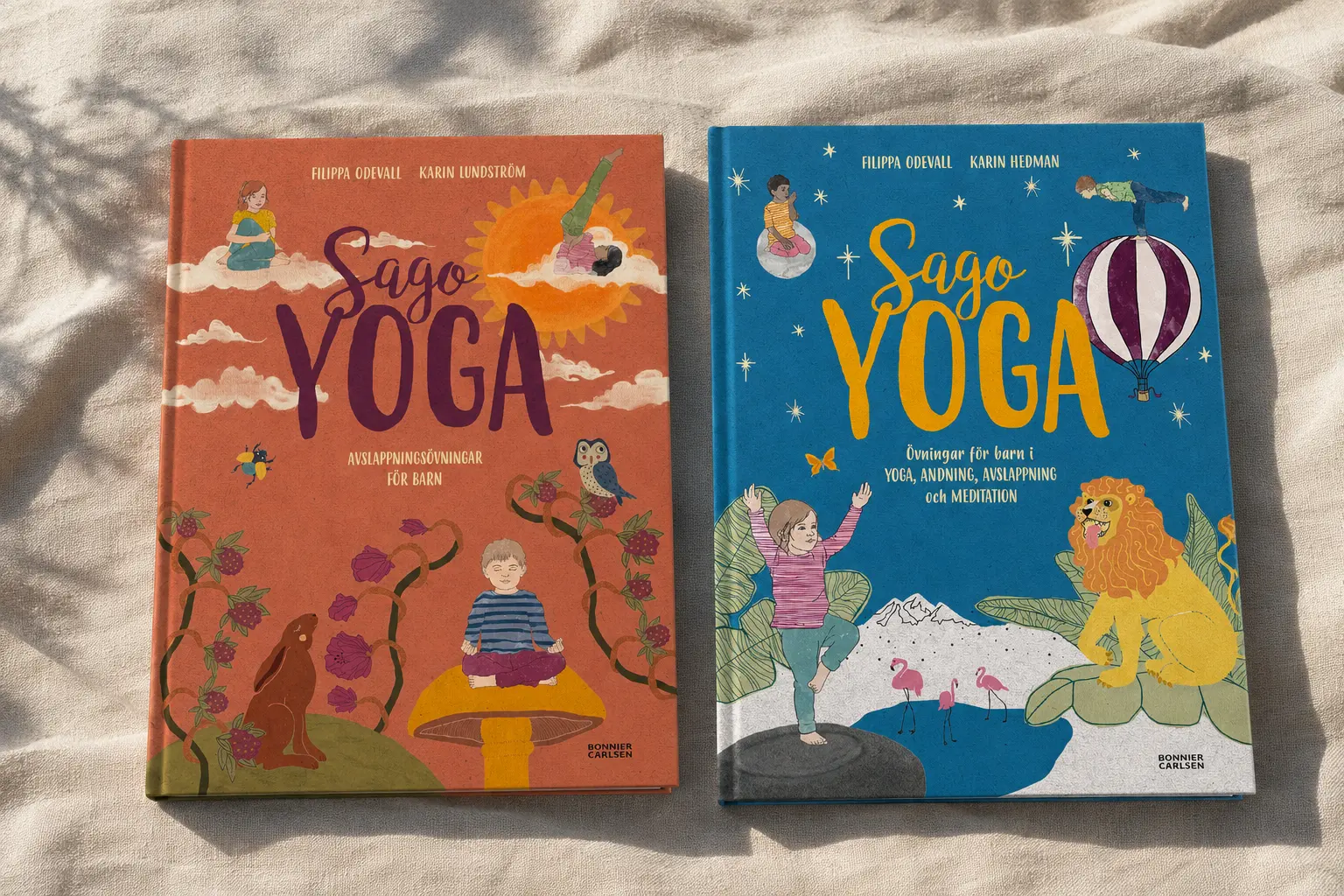 Sagoyoga — bokomslag, två utgåvor sida vid sida
